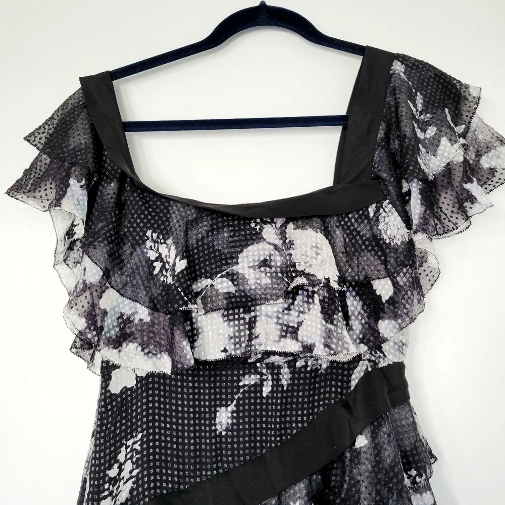 NEW Chelsea & Walker Cara Black & White Silk Jacquard Midi Dress Size 2 - Picture 10 of 16